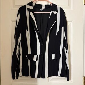 UPS & DOWNS beetlejuice black and white striped lightweight jacket